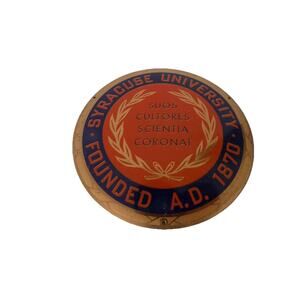 Vintage Syracuse University brass plaque or license plate topper
